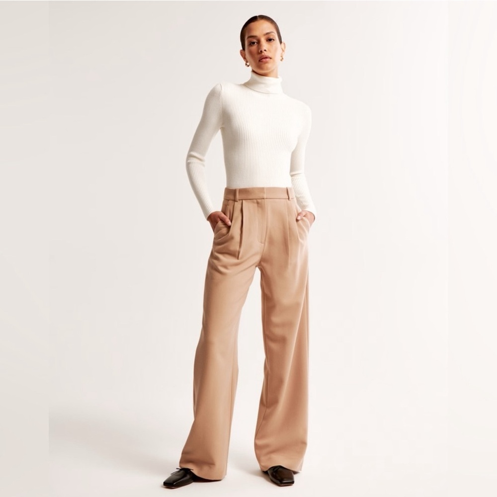 Abercrombie Sloane Wide Leg Tan Tailored Trouser